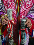 Decorative and Symbolic Silverwork on End of Staves Used at Inti Raymi Festival, Sacsayhuaman, Peru Photographic Print by Richard I'Anson