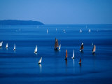 Sailing Boats in Bay, Brest, France Fotografie-Druck von Jean-Bernard Carillet