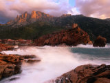 The Harbour and Genoese Tower with Capo d'Orto Beyond, Porto, Corsica, France Photographie par David Tomlinson