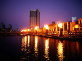 The Yarra River with Fire Displays on Melbourne's Southbank Promenade, Melbourne, Australia Photographic Print by Manfred Gottschalk