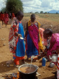 Maasai Women Cooking for Wedding Feast, Amboseli, Kenya Photographic Print by Alison Jones
