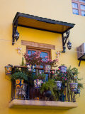 Decorative Pots on Window Balcony, Guanajuato, Mexico Photographic Print by Julie Eggers