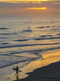Surfer at Blackhead Beach, South of Dunedin, South Island, New Zealand Photographic Print by David Wall