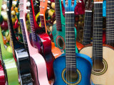 Toy Guitars, Olvera Street Market, El Pueblo de Los Angeles, Los Angeles, California, USA Photographic Print by Walter Bibikow