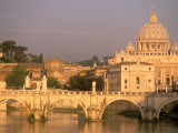 Basilica San Pietro and Ponte Sant Angelo, The Vatican, Rome, Italy Photographic Print by Walter Bibikow