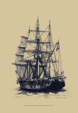 Antique Ship in Blue II Posters by Mersky
