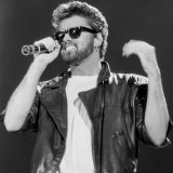 George Michael on Stage at Live Aid Concert, Wembley Stadium, 1985 Fotografie-Druck
