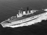Royal Navy Ships HMS Invincible Aircraft Carrier Sailing in the Northern Atlantic, October 1985 Photographic Print