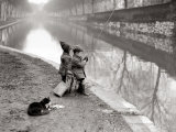 Children Fishing in River Photographie