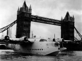 Raf Suderland Flying-Boat Moored Next to Tower Bridge, Thames River, September 1950 Photographic Print