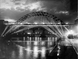 The Tyne Bridge Illuminated at Night circa 1969 Photographic Print