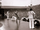 The Who in Concert, Roger Daltry Singing at the Charlton Athletic Football Club Ground, May 1976 Photographic Print
