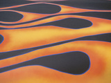 Flame Decoration on Side of Black Car Photographic Print