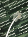Advancing Technology with Telephone Jack and Computer Processor Photographie