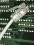 Telephone Jack on Computer Processor Lámina fotográfica