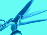 Blue Pair of Open Scissors Photographie