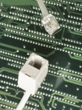 Telephone Jack on Computer Processor Photographie