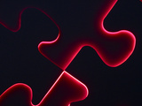 Black Puzzle with Red Light Shining Through the Cracks Photographic Print