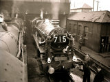Railway Workers Cleaning the Cardiff Rail Name Plate "Capitals United Express", Wales 1950s Photographic Print