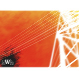 White Electrical Wires Against Orange Sky Photographic Print