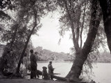 A Family Out in the Countryside, Fishing on the Bank of a Lake 1953 Photographic Print