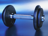 Black Plastic Dumbbell for a Workout Photographic Print