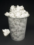 Overflowing Gray Metal Wastepaper Basket Photographie
