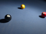 Pool Balls on Blue Felt Pool Table Photographic Print
