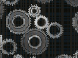 Striped Silver Metal Gears Photographic Print