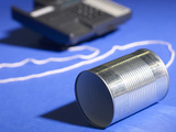 Black Telephone with Tin Can As Receiver Photographic Print