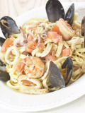 Plate of Seafood Pasta Valokuvavedos Plate of Seafood Pasta Valokuvavedos
