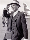Frank Sinatra Seen Here Arriving at Heathrow Airport in the Summer of 1961 Photographie