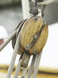 Wooden Pulley and Rope of Boat Rigging Photographic Print