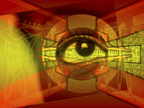 A Human Eye Superimposed on Hieroglyphics Fotografie-Druck