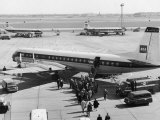 Passengers Boarding a Bea Vanguard Aeroplane Straight from the Runway Photographic Print