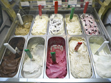 Containers of Gelato Displayed in Freezer Photographie