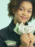 Woman Holding Money Photographic Print