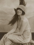 Asta Nielsen, Danish Actress of Stage and Screen Wearing a Cloche Hat with an Enormous Feather, Photographic Print