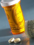 Pill Bottle with Cash Inside Photographic Print