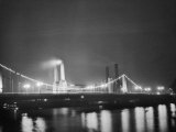 Night Scene on the Thames Showing Battersea Power Station and the Bridge Photographic Print