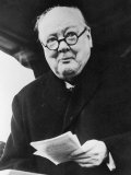 Winston Churchill British Prime Minister in Later Life Reading a Letter Photographic Print