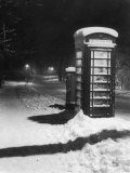Night Study after a Fall of Snow Showing a Telephone Kiosk Photographic Print