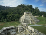 Mayan Ruins and Trees in Palenque, Mexico Kunstdruck von Michael Brown