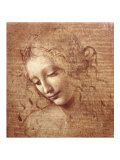 女の頭部(ラ・スカピリアータ), c.1508 プリント - ダ・ヴィンチ、レオナルド・
