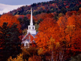Autumn Colors and First Baptist Church of South Londonderry, Vermont, USA Photographic Print by Charles Sleicher