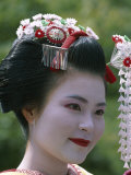 Portrait, Apprentice Geisha (Maiko), Woman Dressed in Traditional Costume, Japan Photographic Print