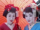 Apprentice Geisha (Maiko), Women Dressed in Traditional Costume, Kimono, Kyoto, Honshu, Japan Photographic Print