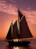 Sailboat at Sunset, Key West's Old Town Harbour, Florida Keys, Florida, USA Photographic Print by Greg Johnston