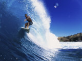 Wave Curling Up Over Surfer Photographic Print