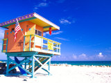 Life Guard Station, South Beach, Miami, Florida, USA Photographic Print by Terry Eggers